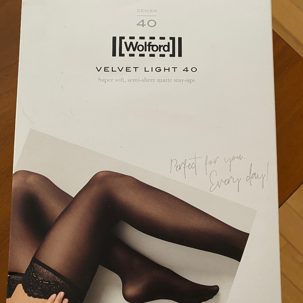 BLACK VELVET STAY UP  STOCKINGS with FLORAL BAND